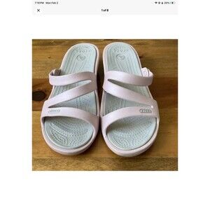 Crocs Patricia Wedge Sandals Womans 9 Color Barely Pink/Gray